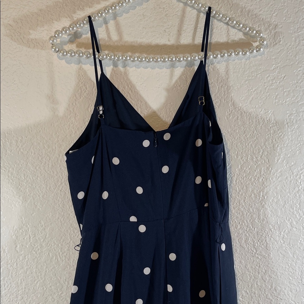 LOFT Women’s Pants Jumpsuit Romper Navy White Polka Dots Pockets Size 2P NWT - Picture 6 of 10